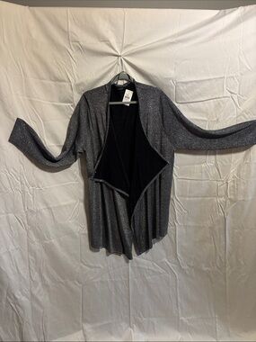 Open-Front Metallic Cardigan Sweater - Silver